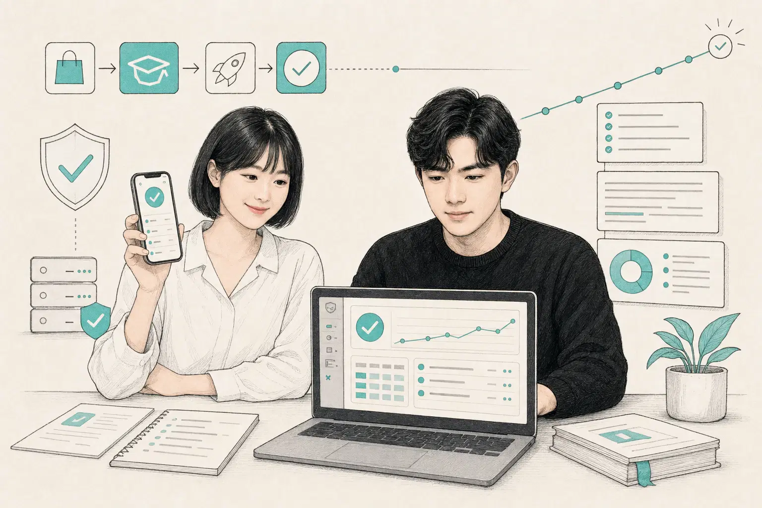 가방끈 모바일앱의 안정적인 배포와 운영 상태를 확인하는 장면